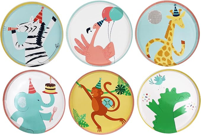 Party Animals Small Plates, 12 ct | Animal Themed Party Supplies | Kids Animal Party | Zebra, Fla... | Amazon (US)