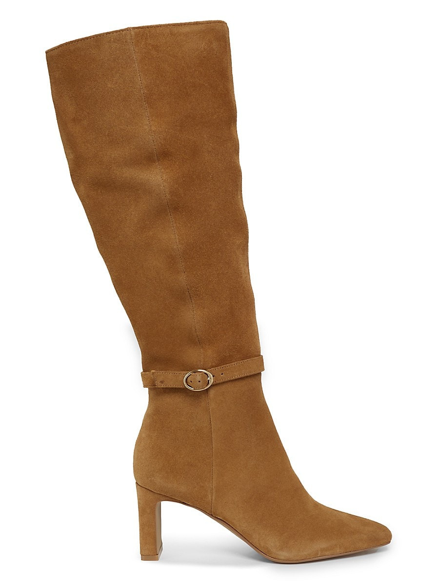 Saks Fifth Avenue Women's 75MM Block Heel Suede Knee High Boots - Tan Suede - Size 5.5 | Saks Fifth Avenue OFF 5TH