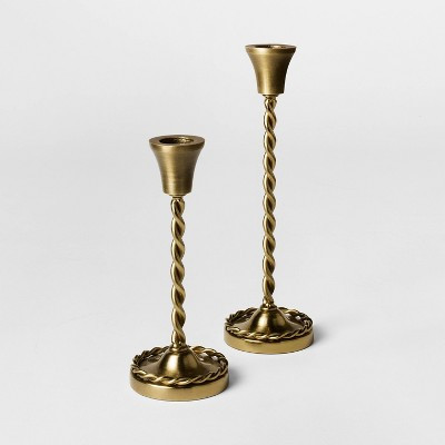 Set of 2 Braided Metal Taper Candle Holder - Threshold™ designed with Studio McGee | Target