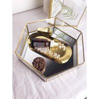 Hexagon Bronze Gold Mirror Jewelry Display, Tray Set, Tray Display Decoration Set, Bathroom Jar, Bri | Etsy (US)