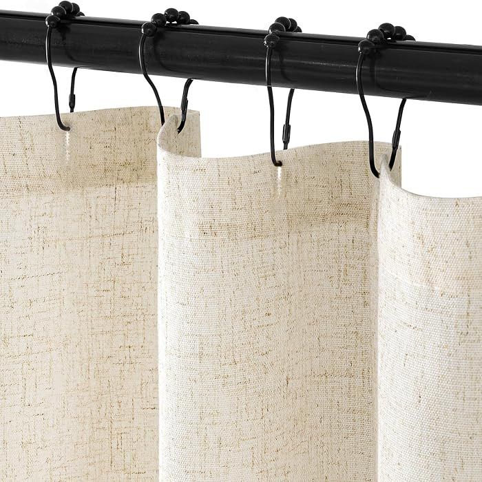 MIULEE Linen Shower Curtain with 12 Metal Hooks Washable Country Boho Farmhouse Heavy Buttonhole ... | Amazon (US)