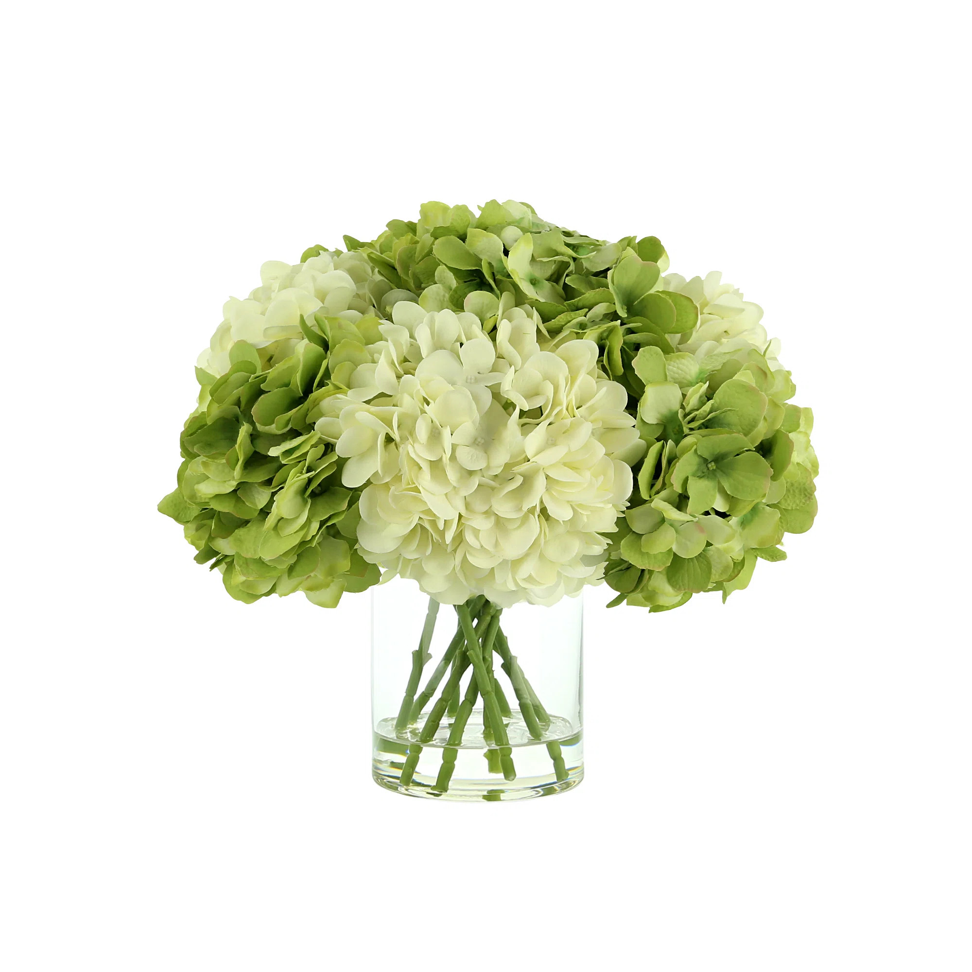 Freeport Park® Green White Efflorescence Polysilk Hydrangea Arrangement in Vase & Reviews | Wayf... | Wayfair North America