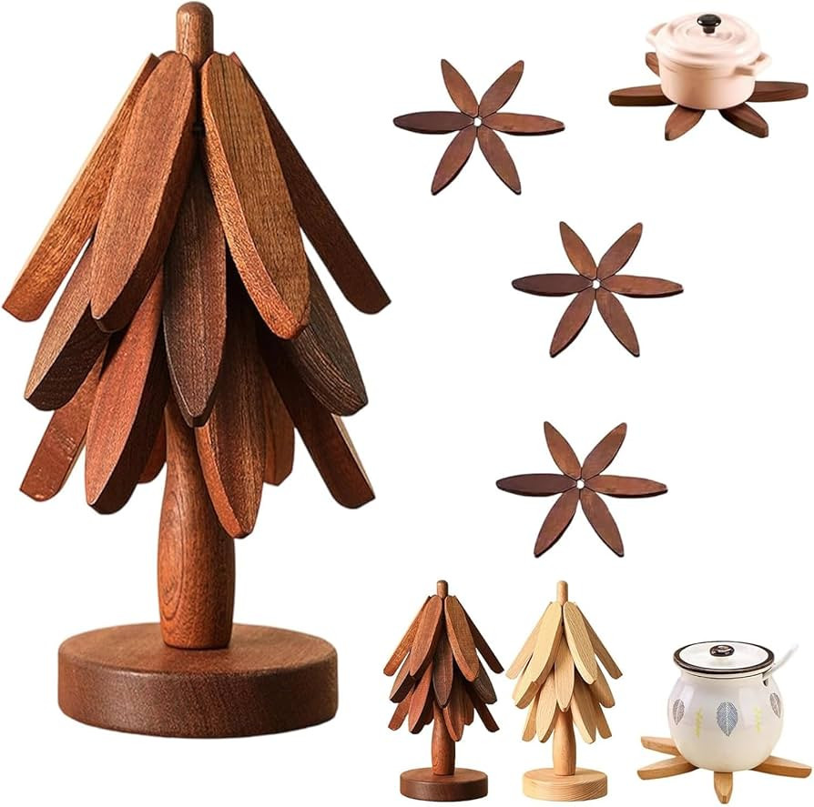 Tree Shape Trivet Set, Christmas Tree for Hot Dishes, Walnut Tree Table Mat, Foldable Trivet Set ... | Amazon (CA)