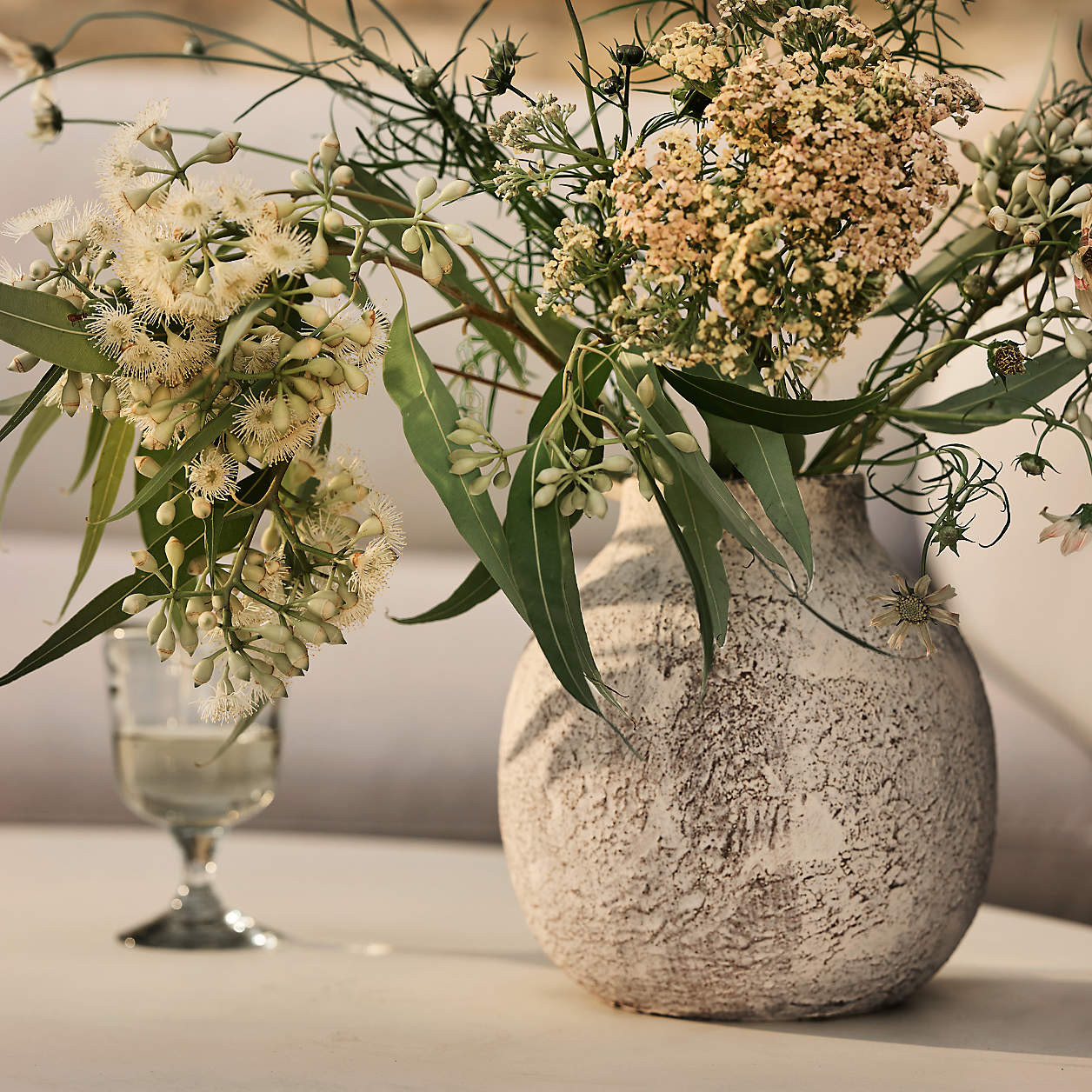 Antiguo White Terracotta Vase 8" + Reviews | Crate & Barrel | Crate & Barrel