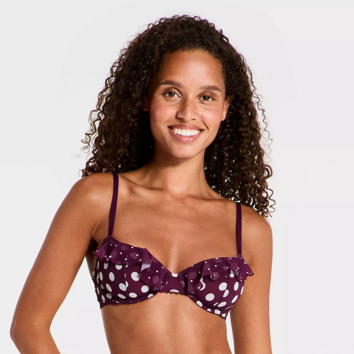 Women's Mesh Ruffle Bra Top - Wild Fable\u2122 Purple XS | Target