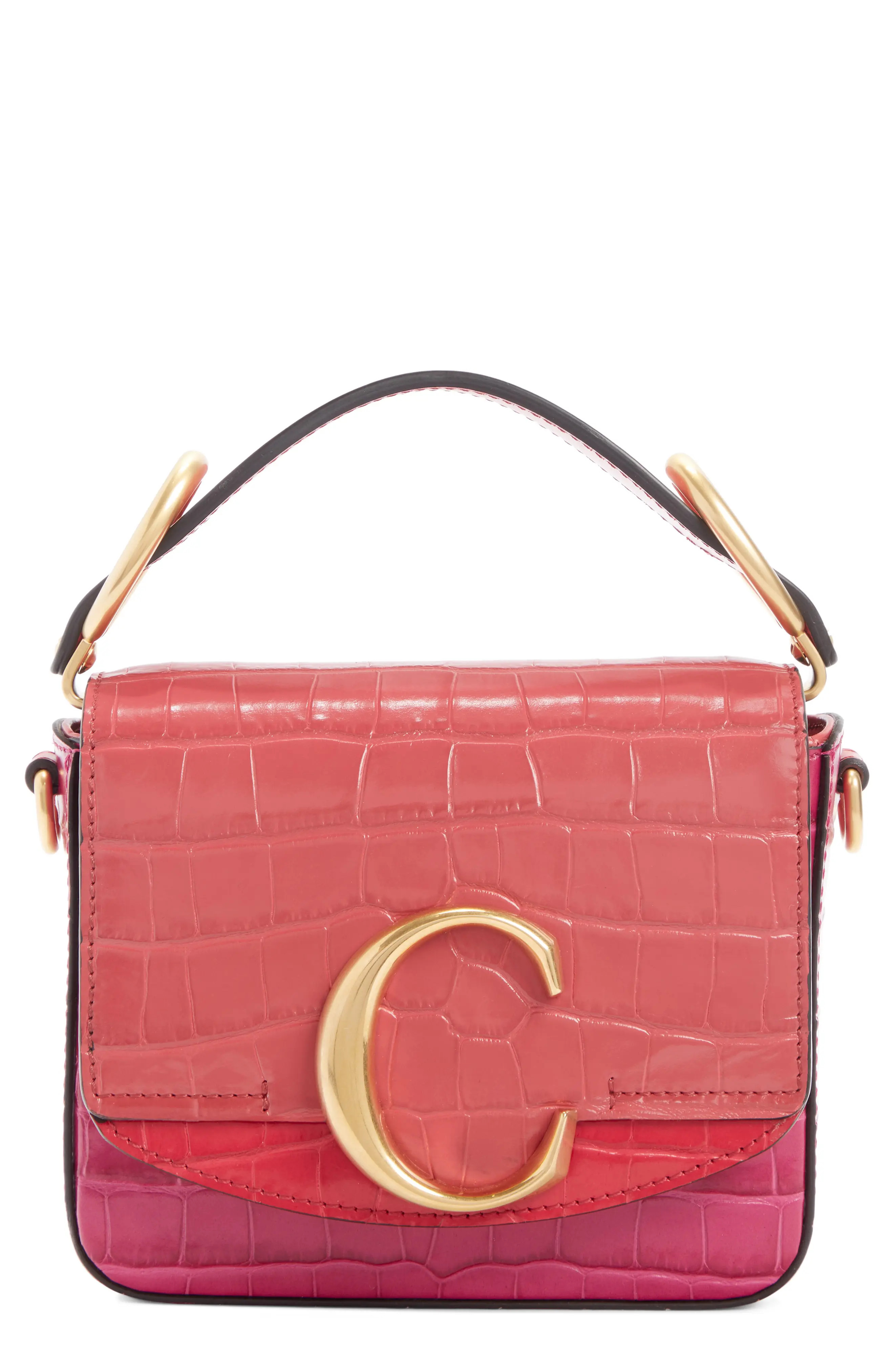 Chloe Mini C Tricolor Croc Embossed Leather Shoulder Bag - | Nordstrom