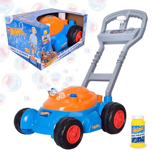 Hot Wheels™ Bubble Lawn Mower for Toddlers, Bubble Blowing Machines, Indoor/Outdoor Gardening Toy, Birthday Gift for Prechool Girls and Boys, No Batteries Required, Includes Bubble Solution, 2+ | Amazon (US)
