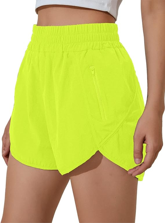 BMJL Women's Running Shorts Elastic High Waisted Shorts Pocket Sporty Workout Shorts Quick Dry At... | Amazon (US)