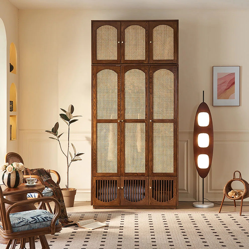 RattanWood Large Capacity Wardrobe Storage Cabinet Armoire | Wayfair North America