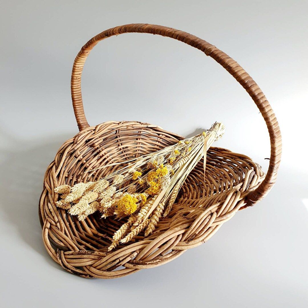 Vintage flower basket cottage countryside style flower fruit  harvest time centrepiece thanksgivi... | Etsy (UK)