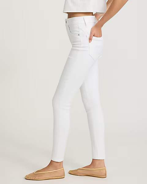 High Waisted White Supersoft Skinny Jeans | Express