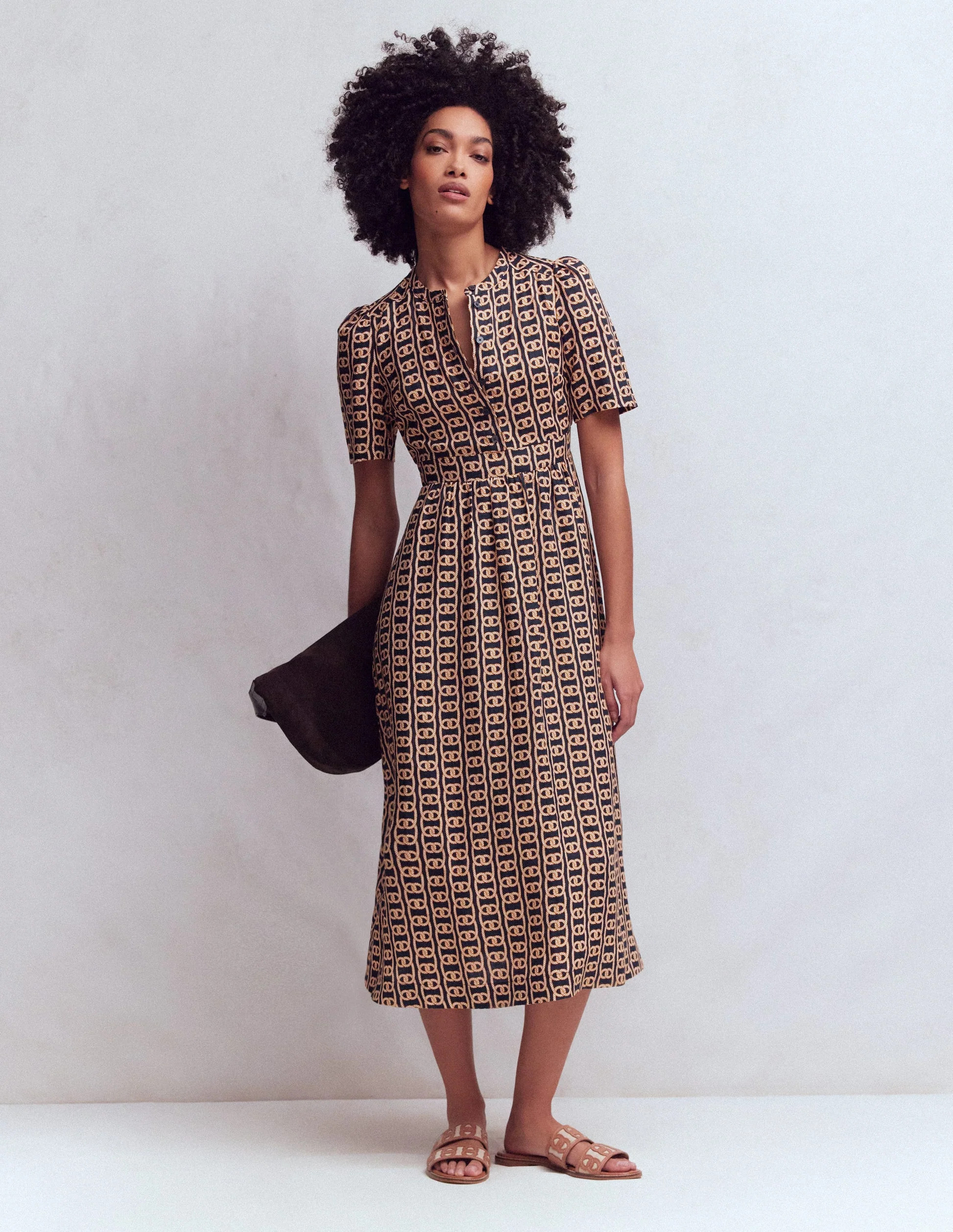 Ivy Linen Midi Dress-French Navy, Rope Trellis | Boden (US)