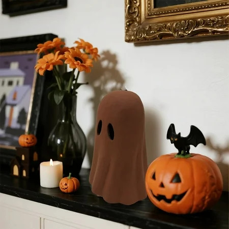 Handcrafted Halloween Pumpki Terracotta Pumpkins Outdoor Terracotta Jack O Lantern Pumpkin Ceramic Paper Mache Ghost Tabletop Decoration, Lantern Jack O Lantern Decor Ceramic Pumpkin | Walmart (US)