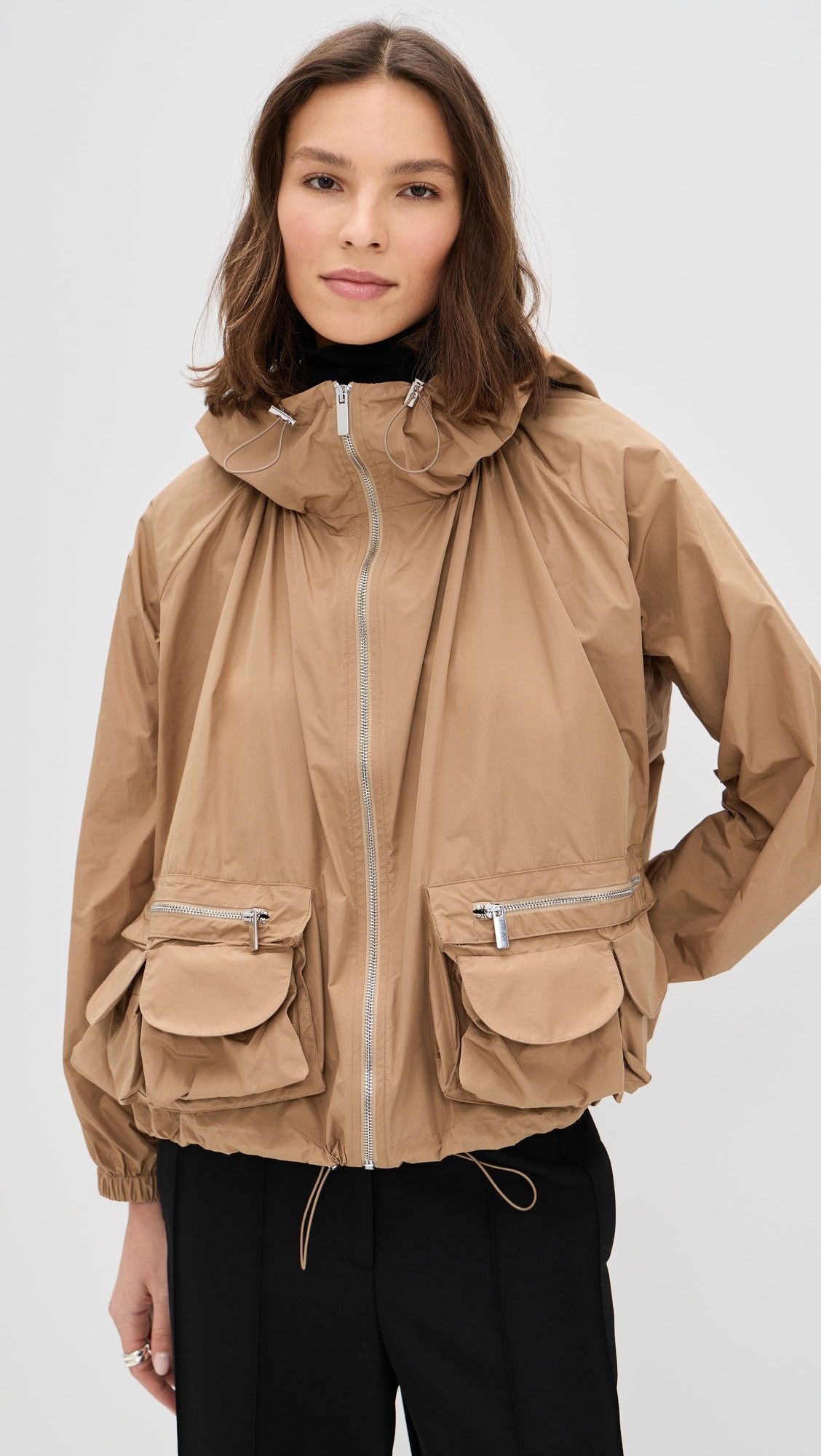 Taffeta Jacket with Hood and Pockets | Shopbop