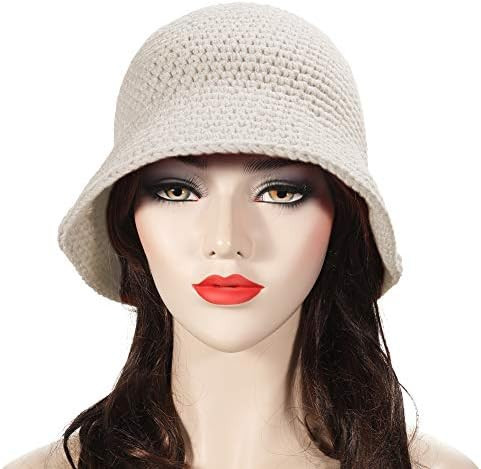 ZLYC Women Winter Bucket Hat Fashion Knit Cloche Hat Solid Color Warm Crochet Cap | Amazon (US)