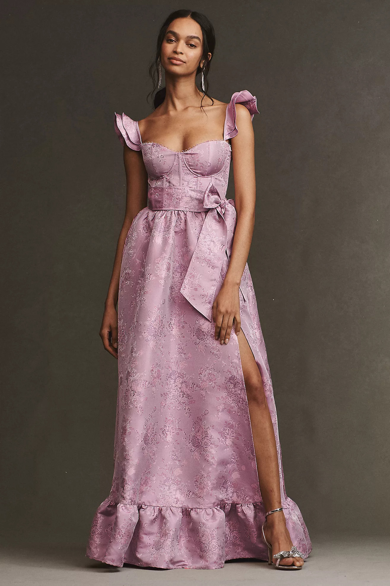 V. Chapman Veronica Corset Ruffle Side-Slit Dress | Anthropologie (US)