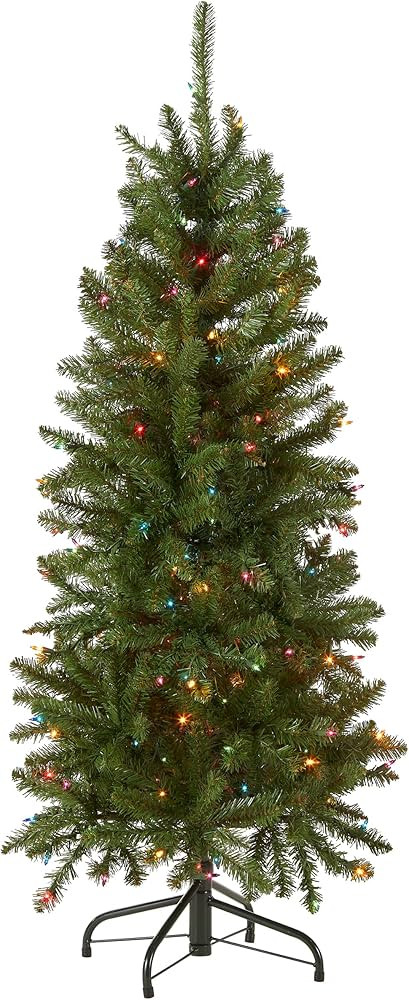 National Tree Company 4.5 ft Pre-Lit Kingswood Fir Slim Artificial Christmas Tree, 150 Multicolor... | Amazon (US)
