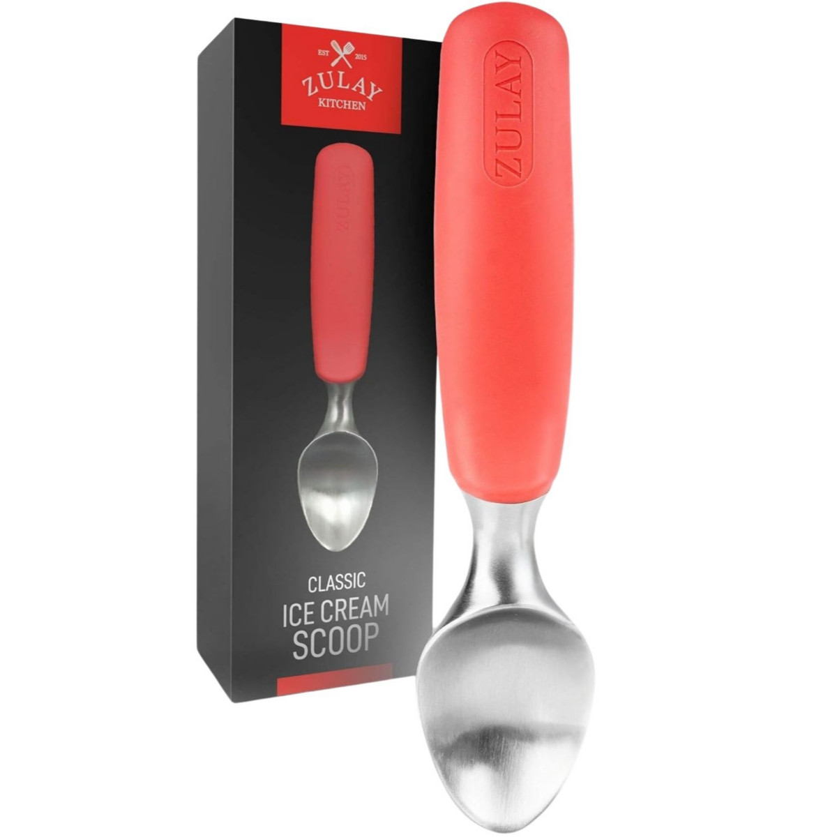 Heavy Duty Ice Cream Scoop - Stainless Steel Ice Cream Scooper With Non-Slip Rubber Grip - Red | Macy's