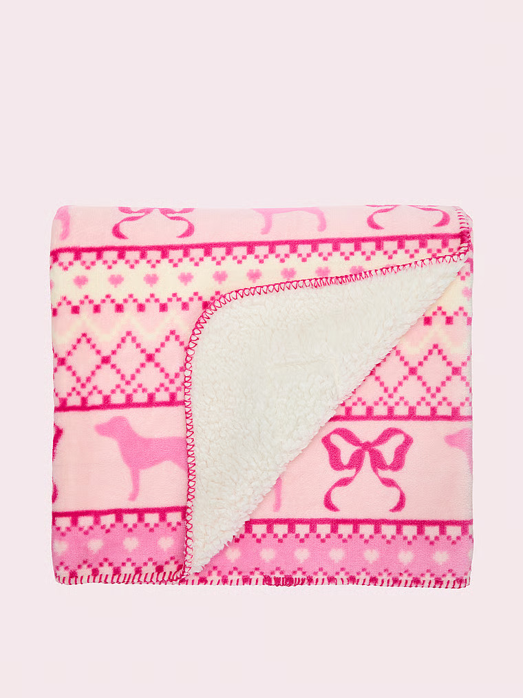 Buy PINK x LoveShackFancy Cozy Plush Blanket, Pretty Fairisle - Order Toys & Games online - PINK ... | Victoria's Secret (US / CA )