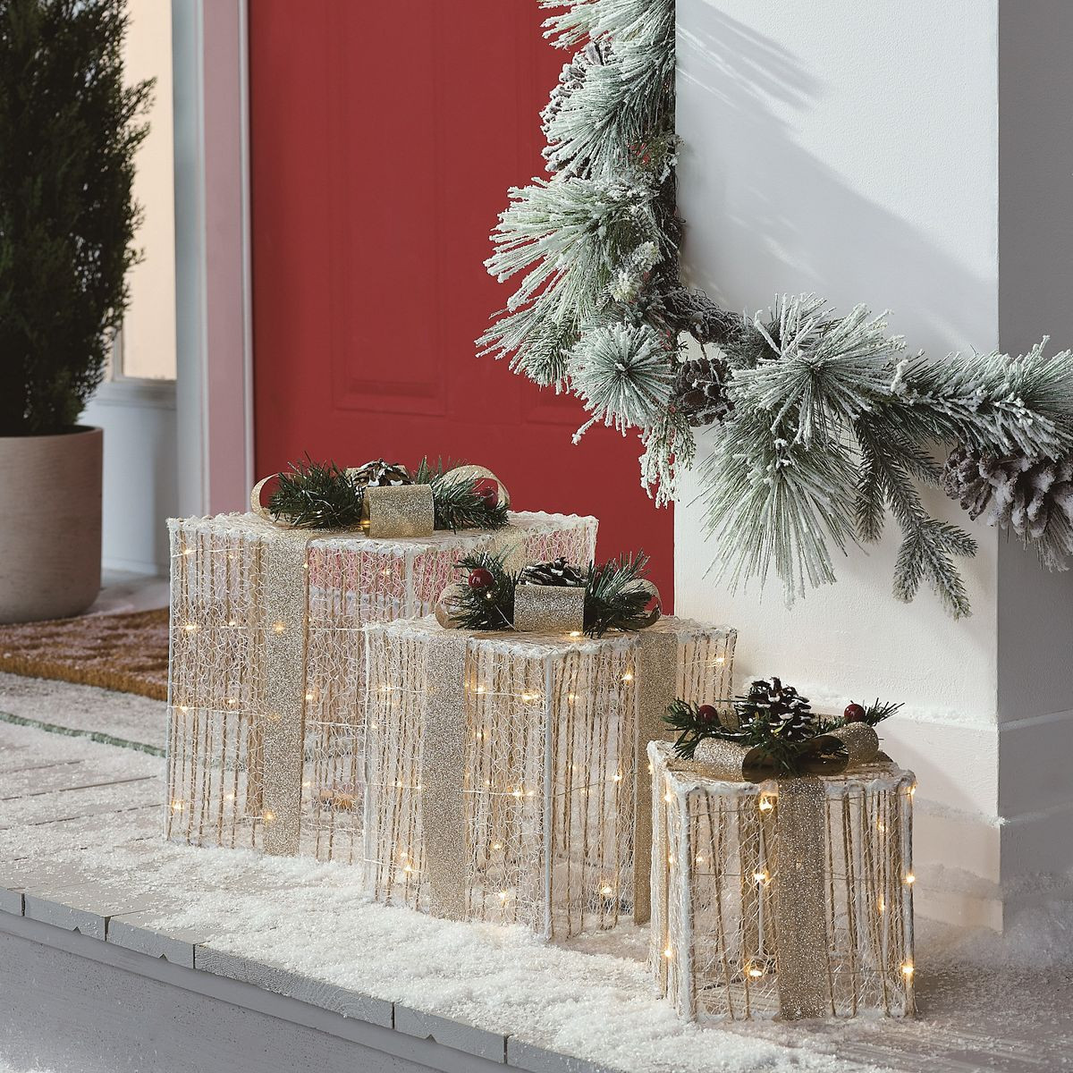 St. Nicholas Square® LED White Present Outdoor Décor 3-piece Set | Kohl's