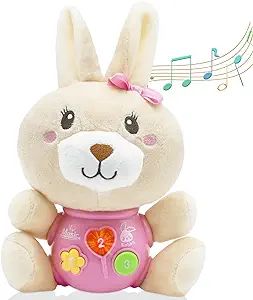 HAPTIME Baby Bunny Musical Toys, Newborn Girl Soft Plush Stuffed Animal, Infant Light Music Tummy... | Amazon (US)