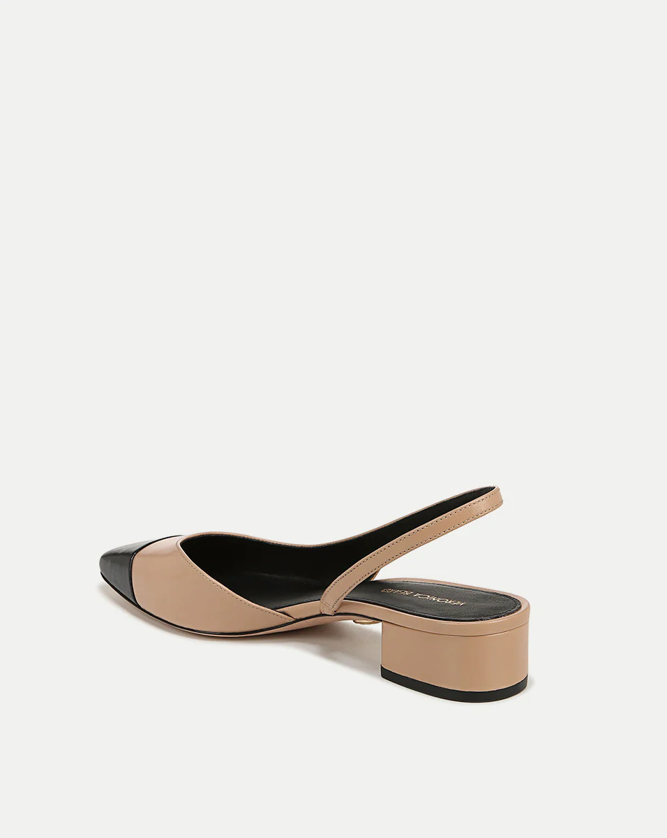 Cecile Leather Cap-Toe Slingback | Veronica Beard
