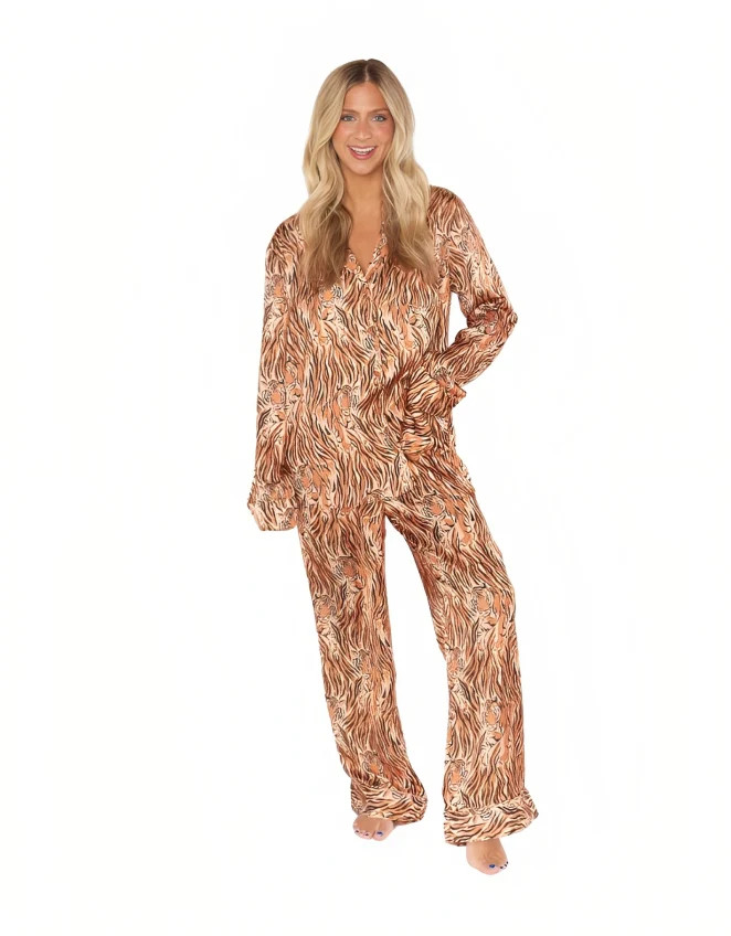 Show Me Your Mumu Classic PJ Set in Royal Tiger Silky | Ambiance