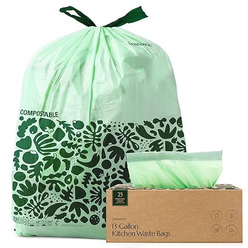 Cleanomic Compostable* Trash Bags with Drawstring (13 Gallon, 25 Units, Tall), BPI Certified For ... | Amazon (US)