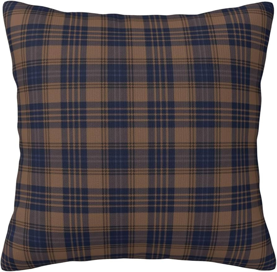 Brown Blue Tartan Plaid Throw Pillow Decorative Cushion Covers Pillowcase 18x18 in | Amazon (US)