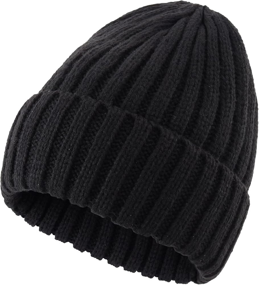 Connectyle Women's Rib Knit Cuffed Beanie Hat Stretch Acrylic Winter Hat Thick Warm Snow Ski Cap | Amazon (US)