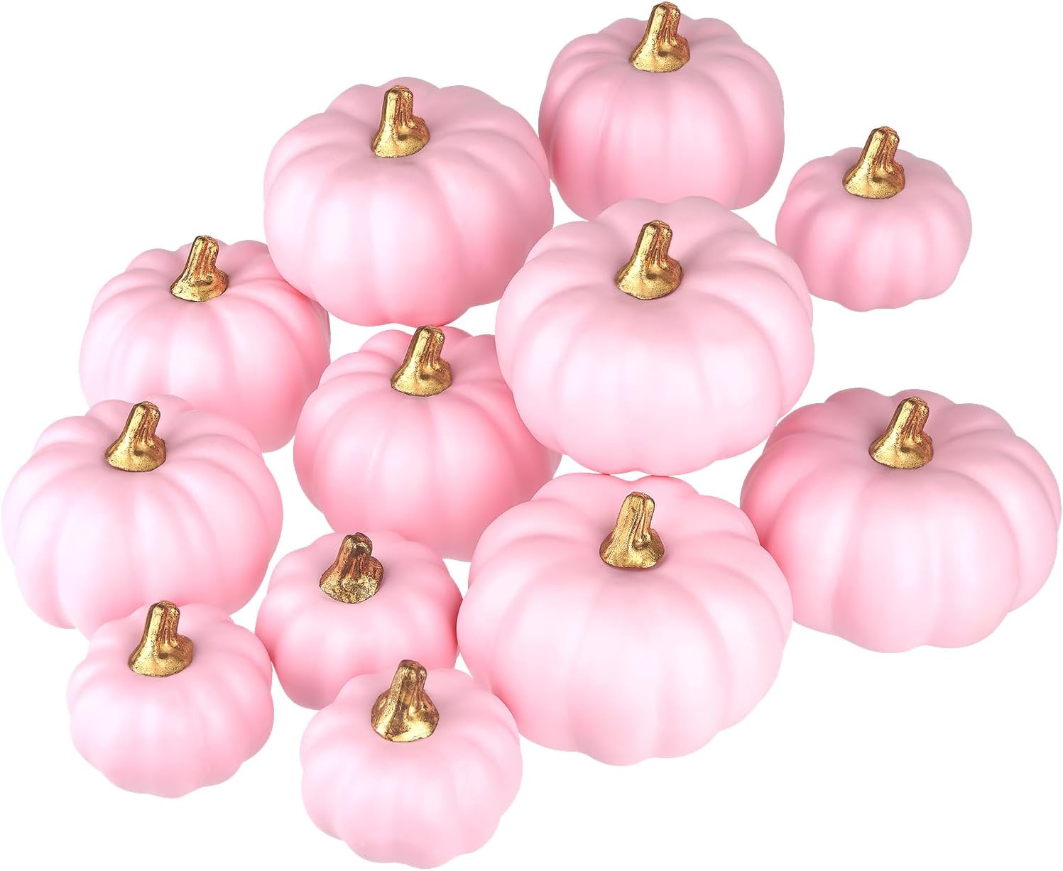 Artmag Artificial Pumpkins Bulk 12Pcs Assorted Sizes Harvest Lifelike Pumpkin Fake Foam Pumpkin for Fall Autumn Halloween Home Party Thanksgiving Party Holiday Decor Pink | Amazon (US)