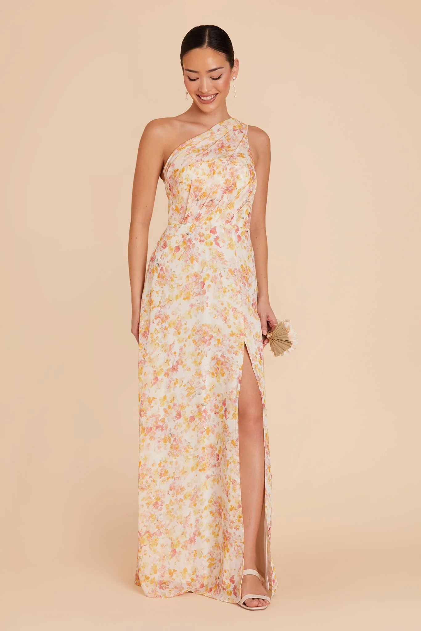 Pressed Floral Bridesmaid Dress Chiffon Size Small Birdy Grey Kira Dress With Slit | Birdy Grey