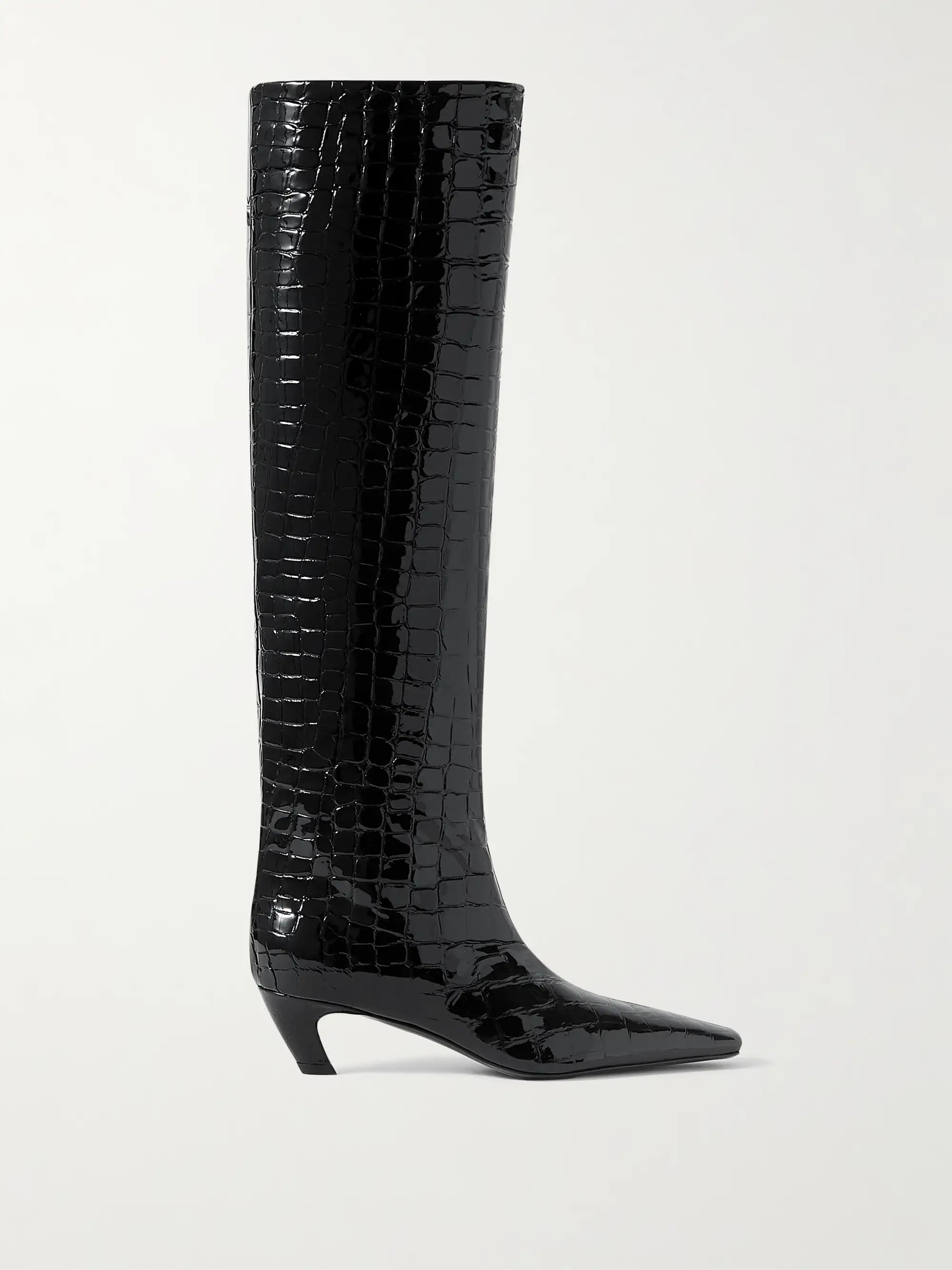 KHAITE Davis croc-effect leather knee-high boots | NET-A-PORTER | NET-A-PORTER (US)