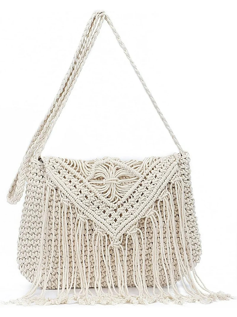 Retro Crochet Crossbody Shoulder Bag for Women Woven Fringe hobo bags Summer Beach Handmade Purse | Walmart (US)