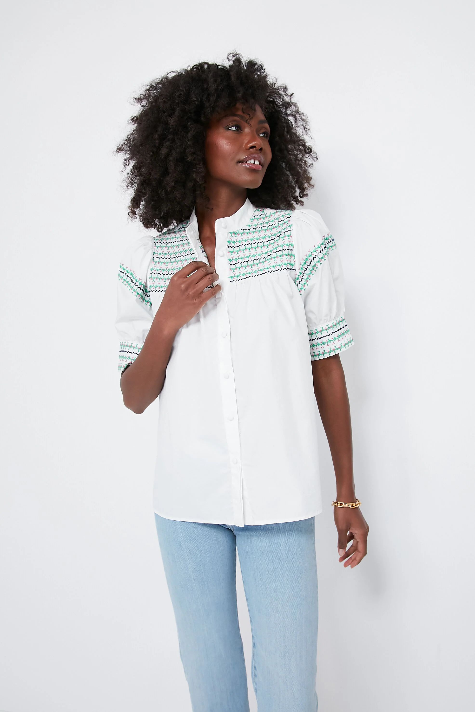 White Embroidered Saylor Shirt | Tuckernuck (US)