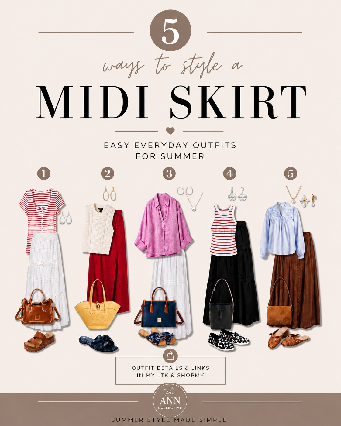 Midi skirt outfit ideas are one of the easiest ways to create a wardrobe that works harder for you. I’m sharing five simple ways to style one midi skirt using pieces you can mix and match all season long.
Everything is linked in my LTK.
#LTKStyle #MidiSkirt #SummerStyle #OutfitIdeas #EverydayStyle #CapsuleWardrobe #AffordableFashion #StyleInspiration #WardrobeEssentials