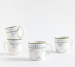 Chambray Tile Stoneware Mugs - Set of 4 | Pottery Barn (US)