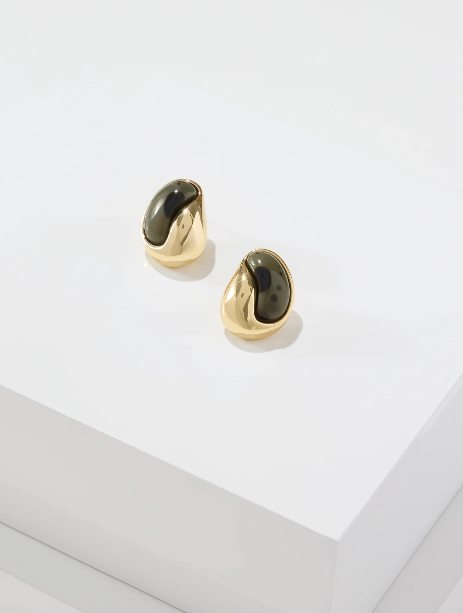 Olive Swirl Stud Earrings - Burnt Olive / Gold - 001 Talbots | Talbots