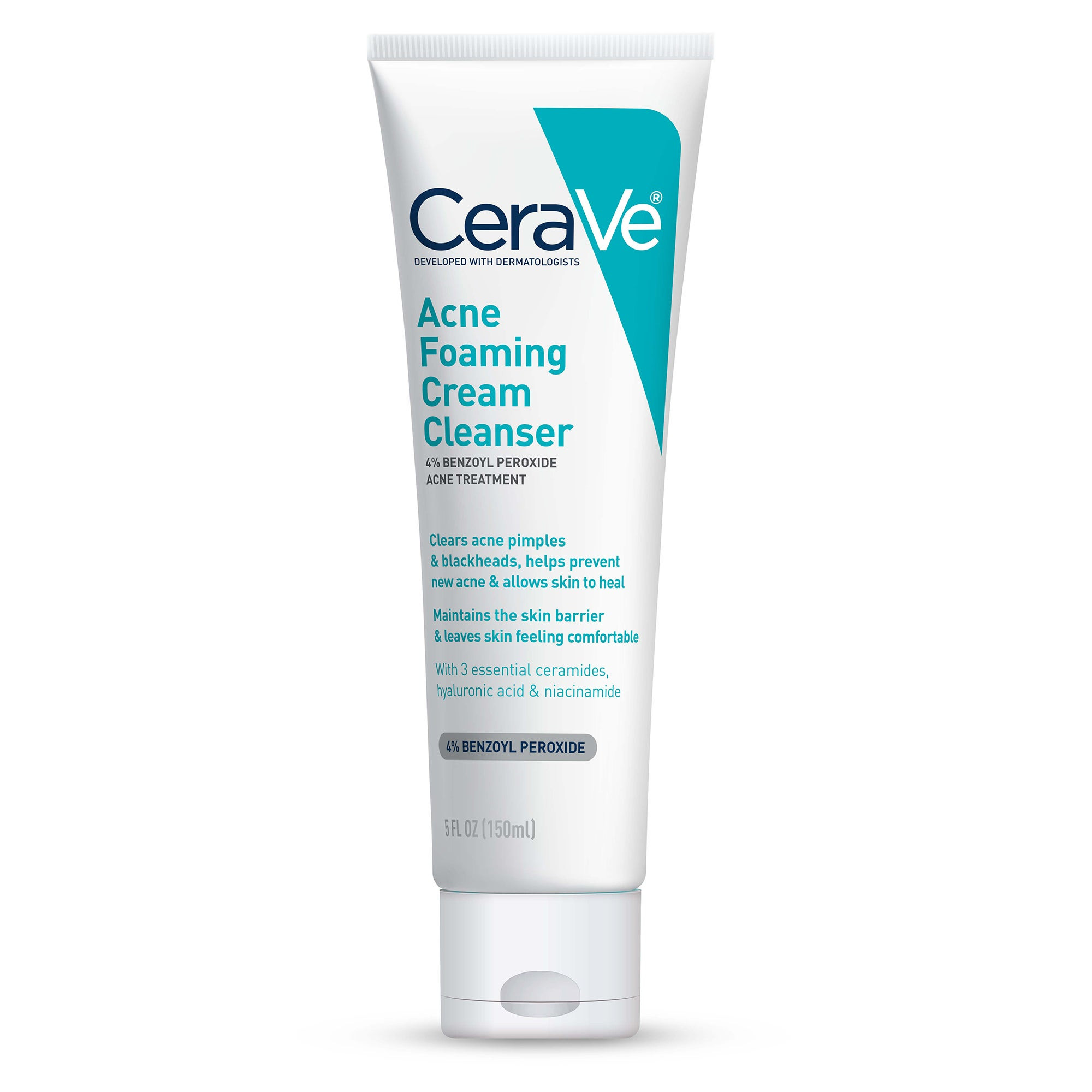 CeraVe Acne Foaming Cream Cleanser, Acne Treatment Face Wash with 4% Benzoyl Peroxide and Niacina... | Dermstore (US)
