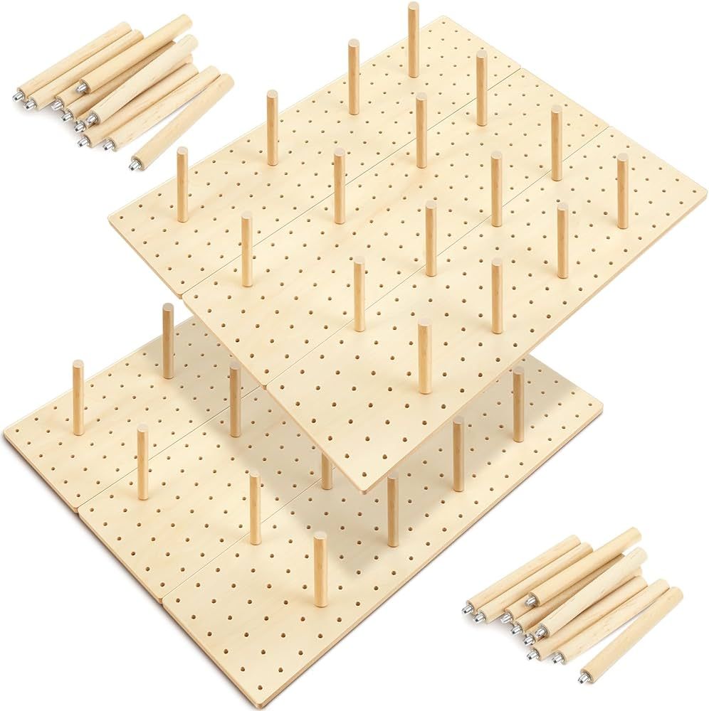 6 Pcs Wood Pegboard Drawer Organizer with 48 Pegs Wood Peg Board System Peg Drawer Organizers for... | Amazon (US)