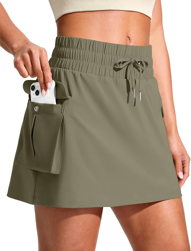 SANTINY 14" Cargo Skorts for Women with 4 Pockets Drawstring High Waisted Golf Hiking Skirt for C... | Amazon (US)