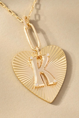 Fluted Heart Pendant Monogram Necklace | Anthropologie (US)