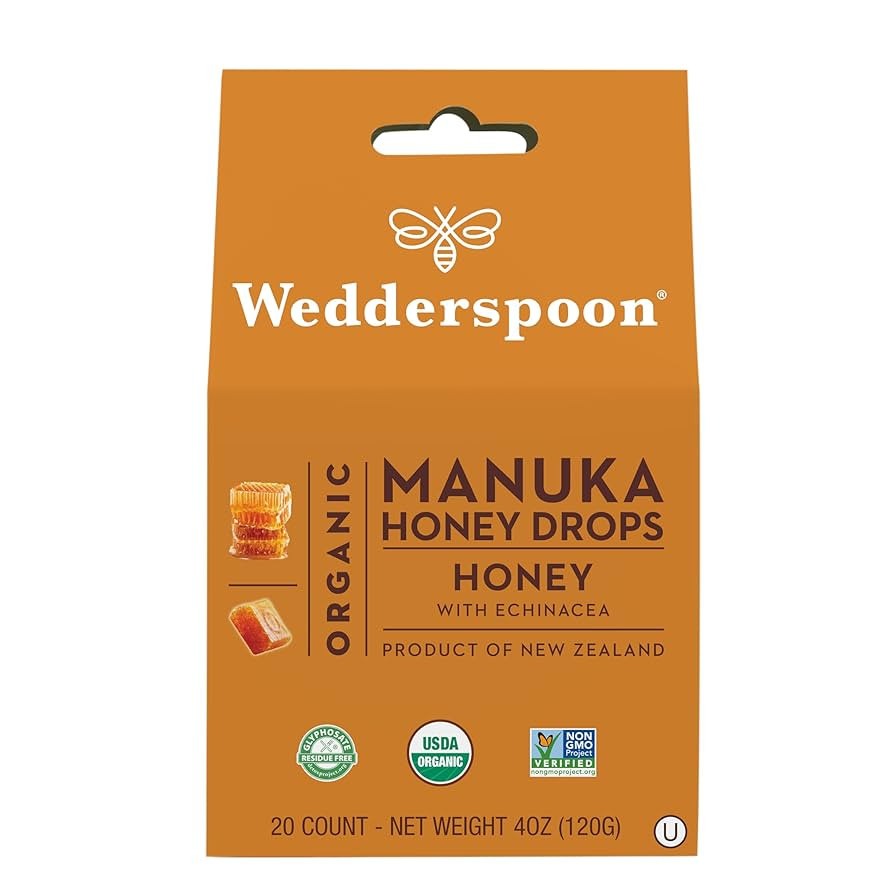 Wedderspoon Organic Manuka Honey Drops, Honey & Echinacea, 20 Count (Pack of 1) | Genuine New Zea... | Amazon (US)