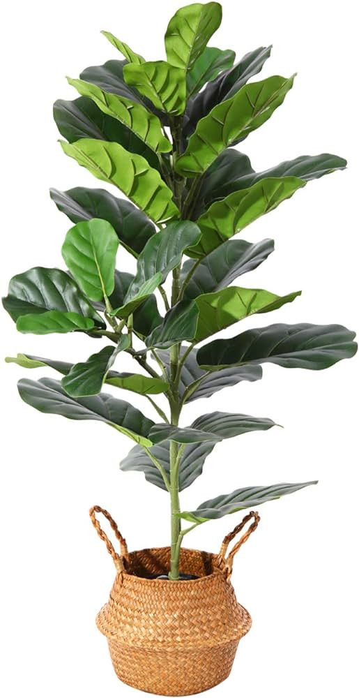 Ferrgoal Artificial Fiddle Leaf Fig Plants 39 Inch Fake Ficus Lyrata Tree with 32 Leaves in Pot a... | Amazon (US)