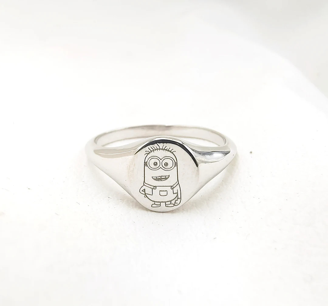 Minion Ring, 925 Sterling Silver Minions Ring, Despicable Me Inspired Ring, Christmas Rings, Cart... | Etsy (US)