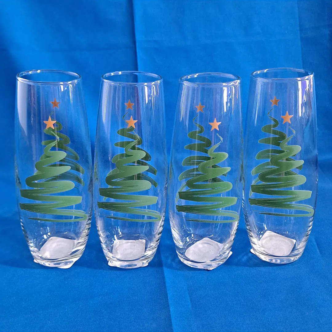 Lot 4 Royal Norfolk WINTER WOODLAND Stemless Flute WINE Glasses Champagne Christmas Tree Cocktail... | Etsy (US)