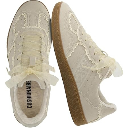 Casual Sneakers for Women Lace Detail – Elegant Ribbon Lace-Up Fashion Sneakers with Leather Up... | Amazon (US)