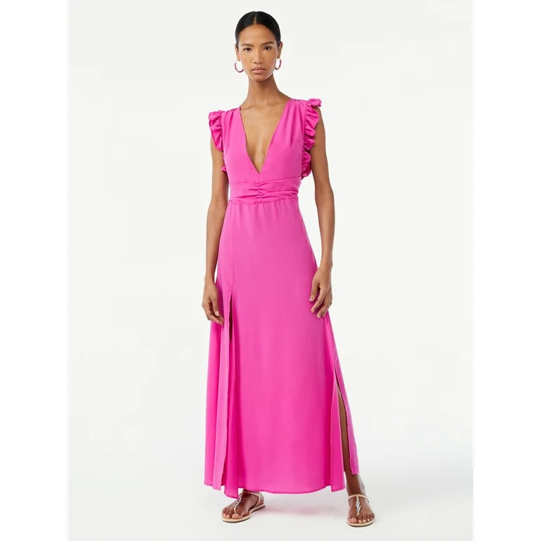 Scoop Women's Long Ruffled Top Cover Up with Side Slits | Walmart (US)