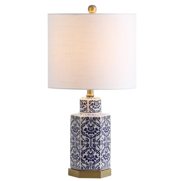 Diana 23.5" Ginger Jar Ceramic/Metal LED Table Lamp, Blue/White by JONATHAN Y | Bed Bath & Beyond