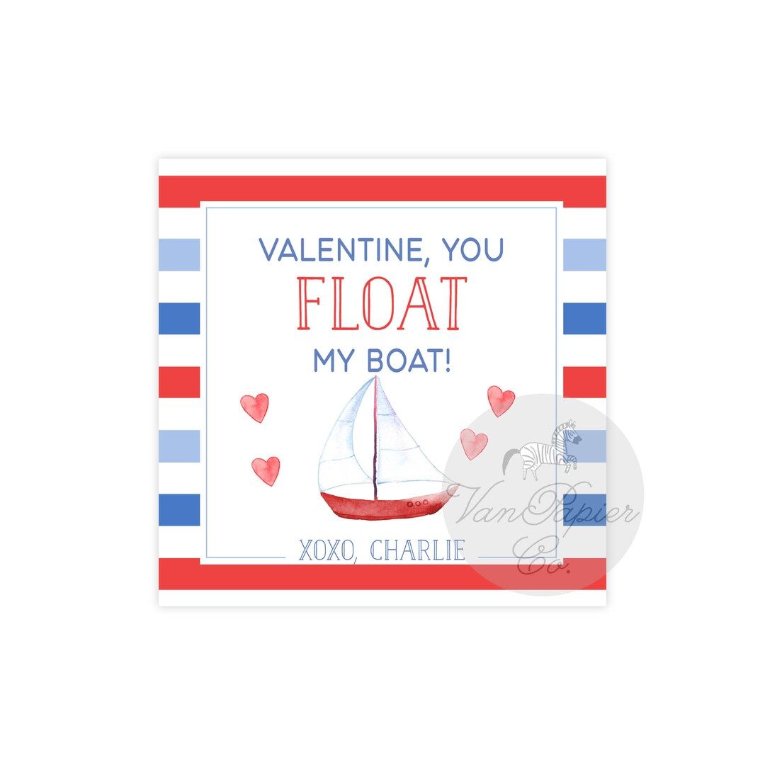 Watercolor Float My Boat Valentine Cards | Printed Valentines | Customizable Valentine's | You Fl... | Etsy (US)